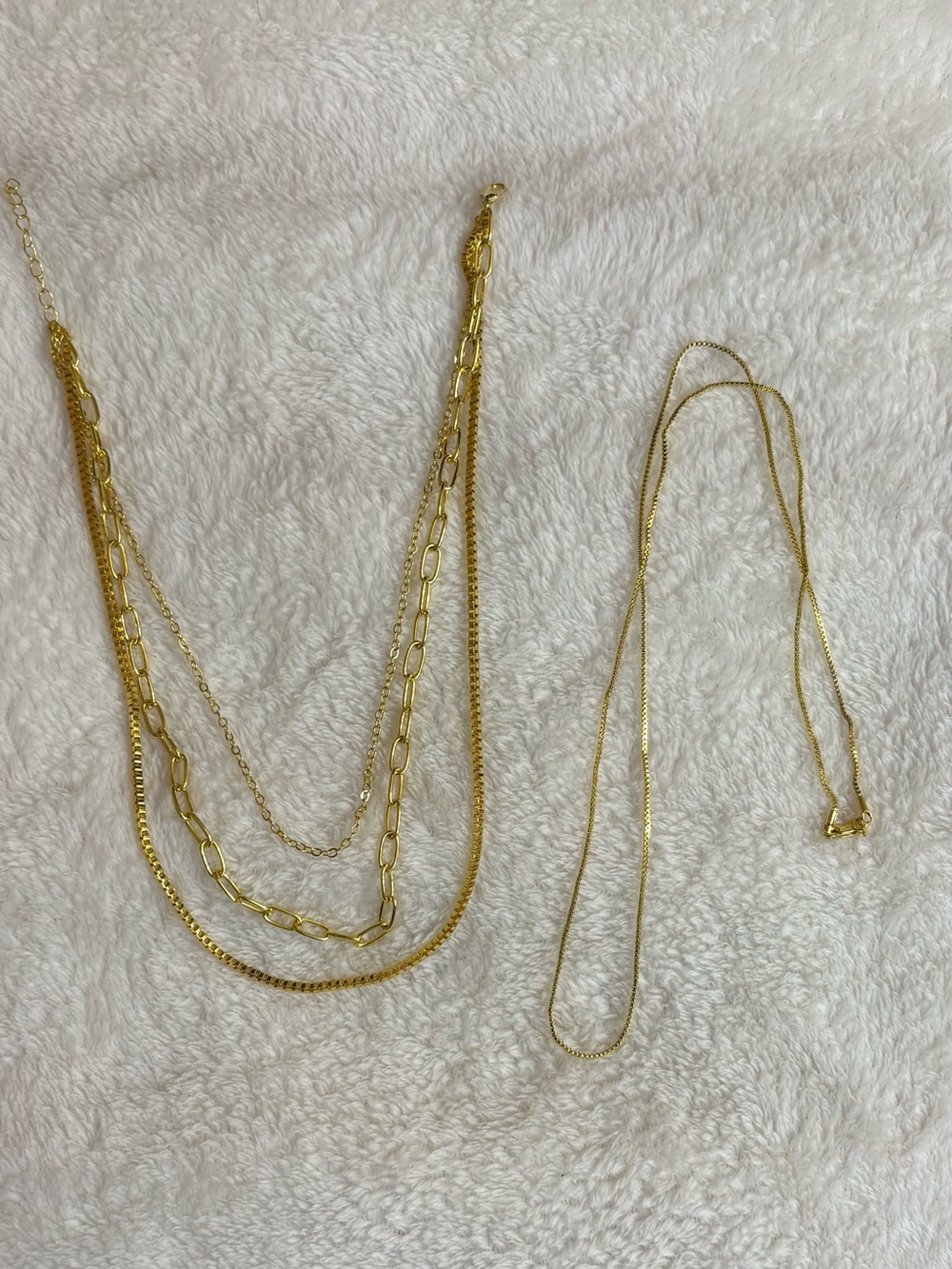 Layered Golden Colored Chain Set - Women's Fashion Jewelry